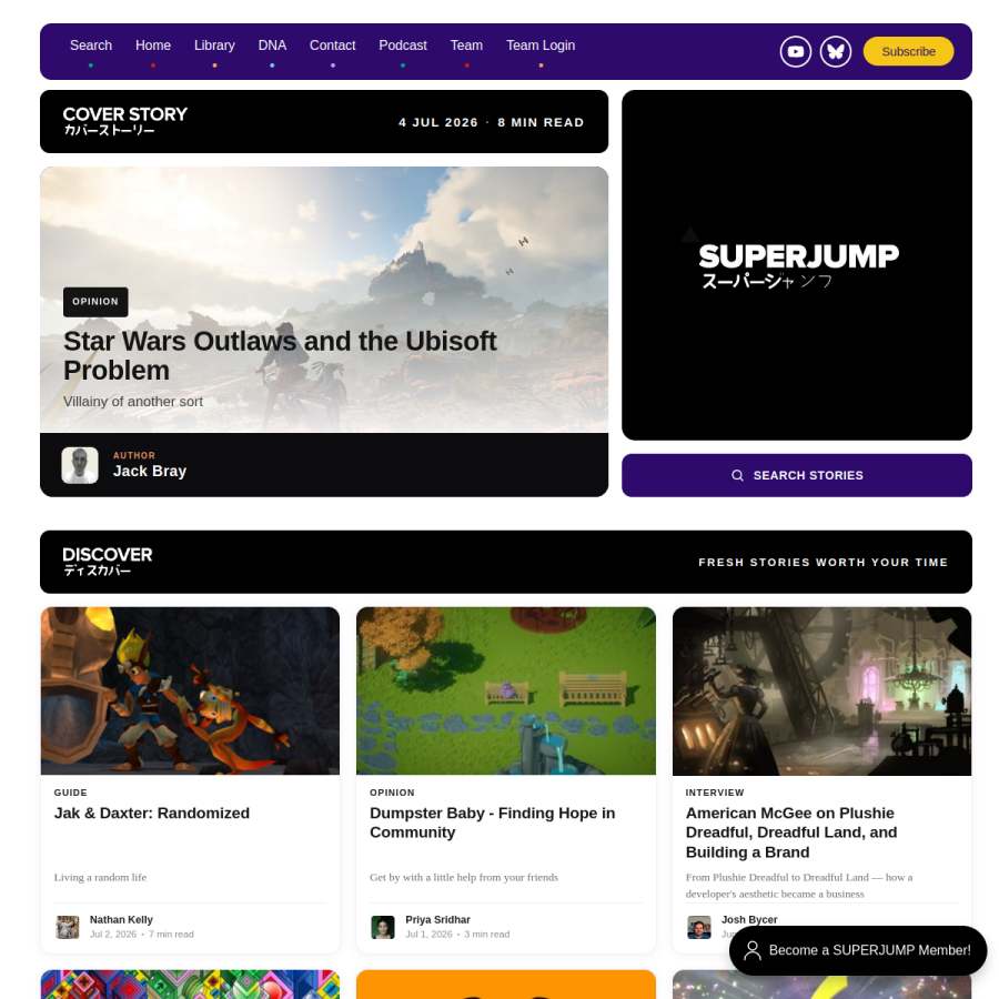 superjumpmagazine.com homepage screenshot