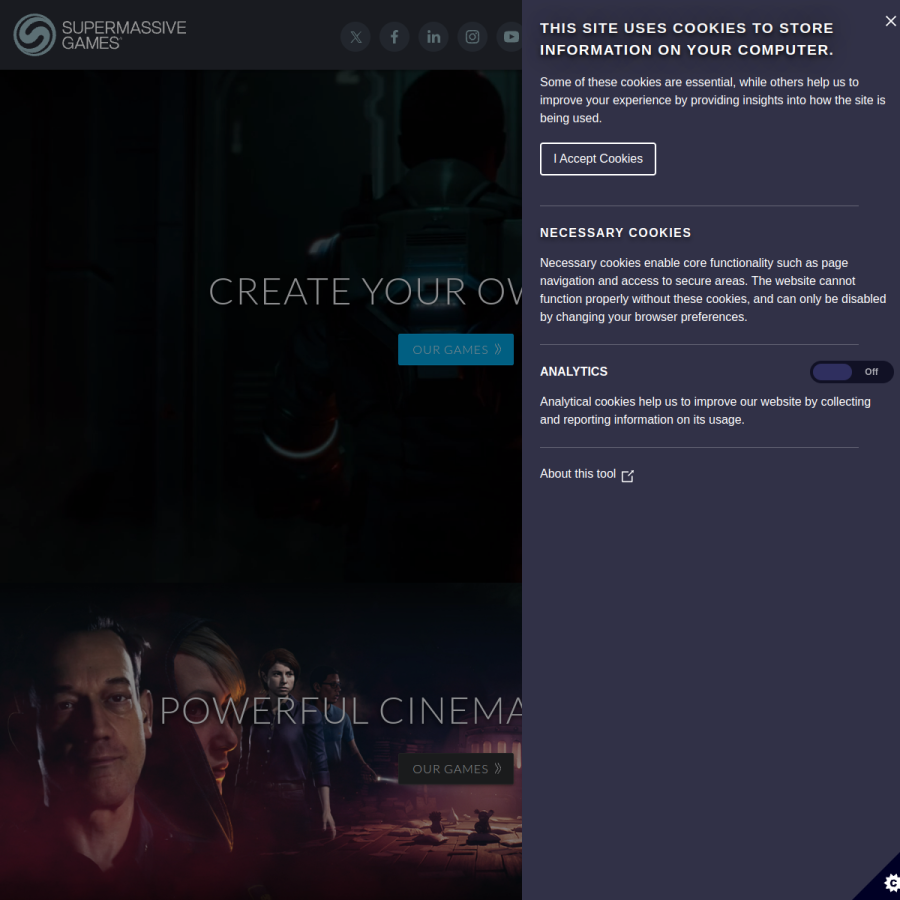 supermassivegames.com homepage screenshot