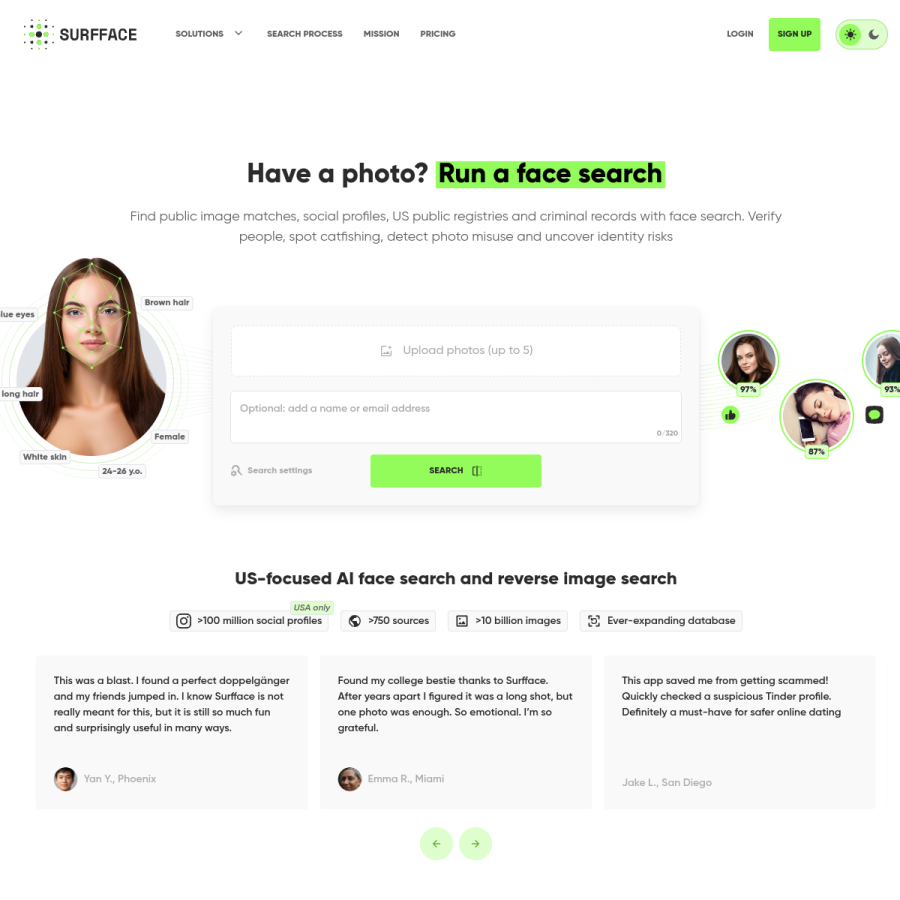 surfface.com homepage screenshot