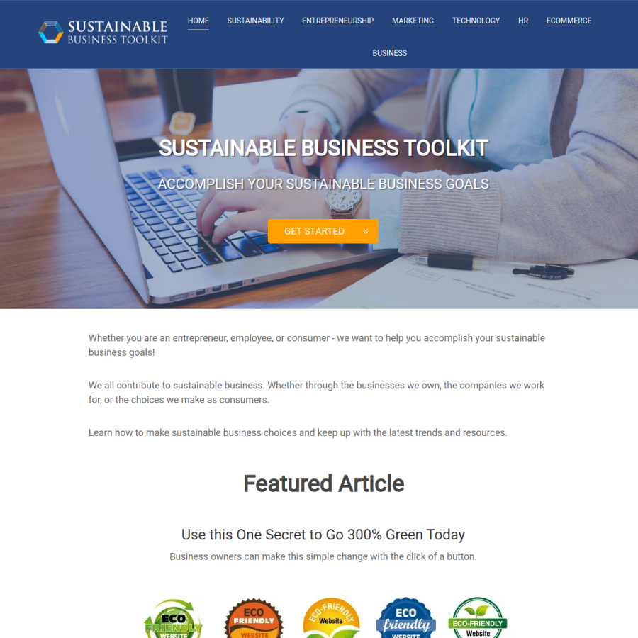 sustainablebusinesstoolkit.com homepage screenshot
