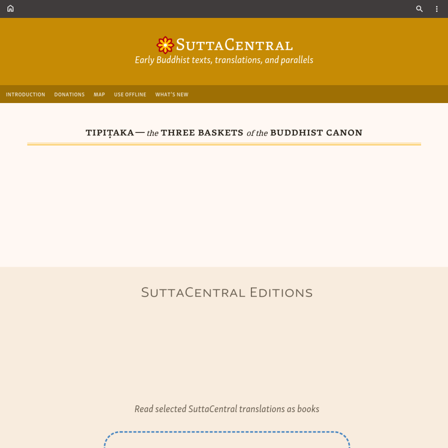 suttacentral.net homepage screenshot