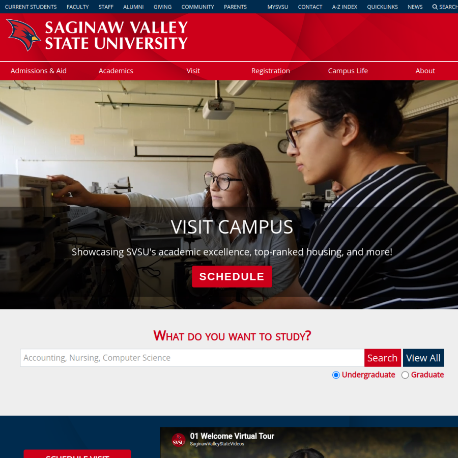 svsu.edu homepage screenshot