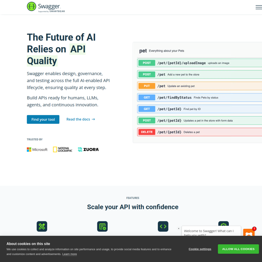 swagger.io homepage screenshot