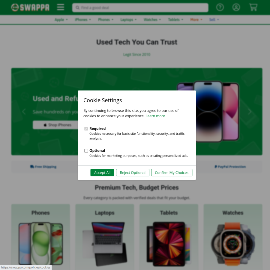 swappa.com homepage screenshot