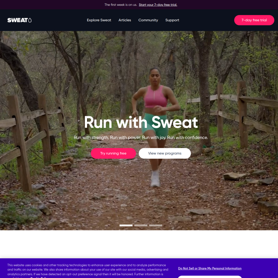 sweat.com.au homepage screenshot