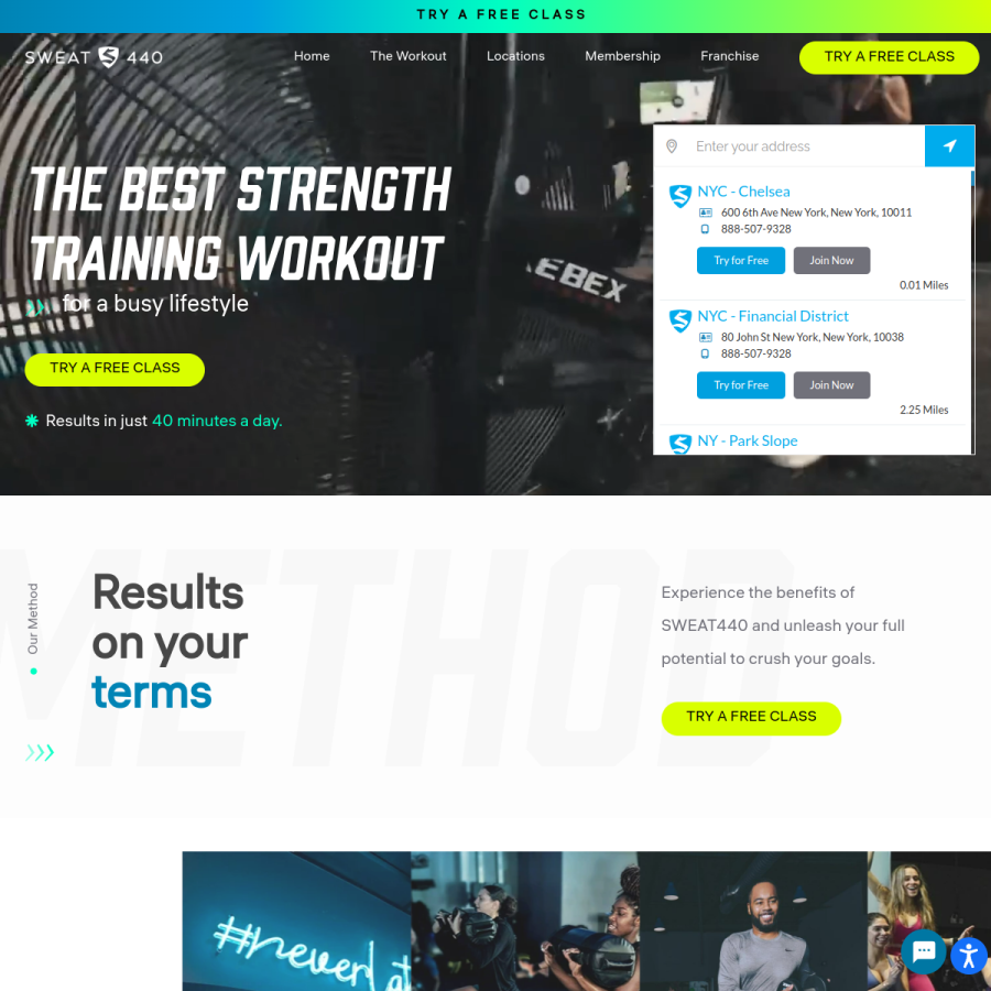 sweat440.com homepage screenshot