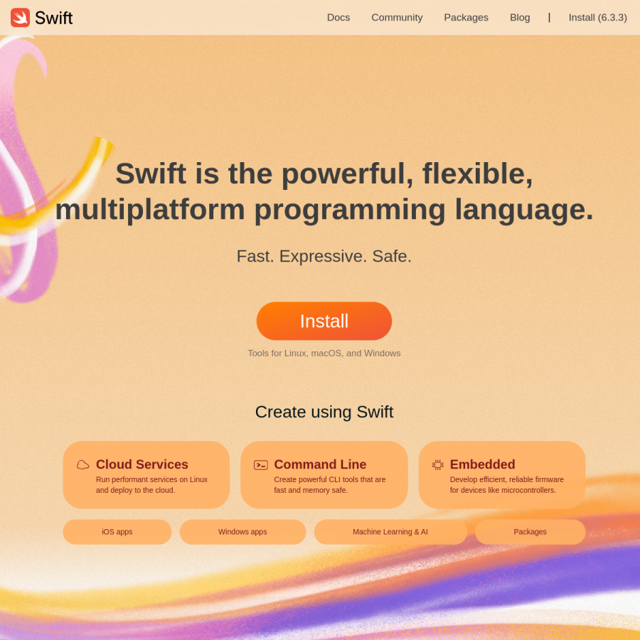 swift.org homepage screenshot