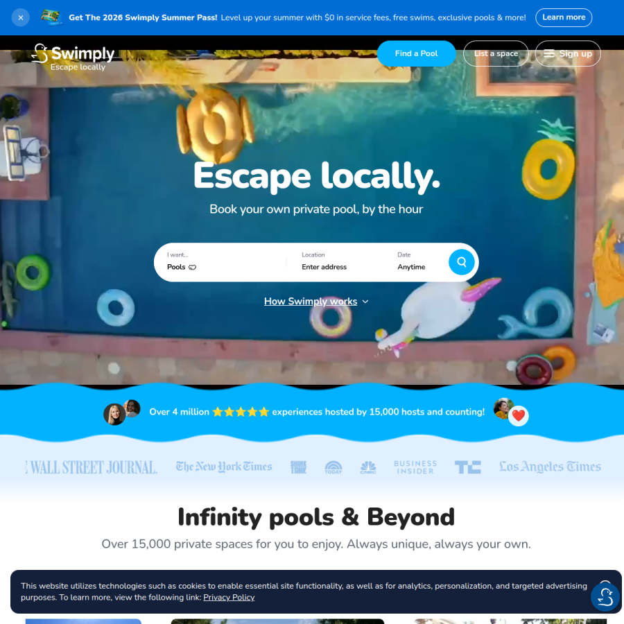swimply.com homepage screenshot