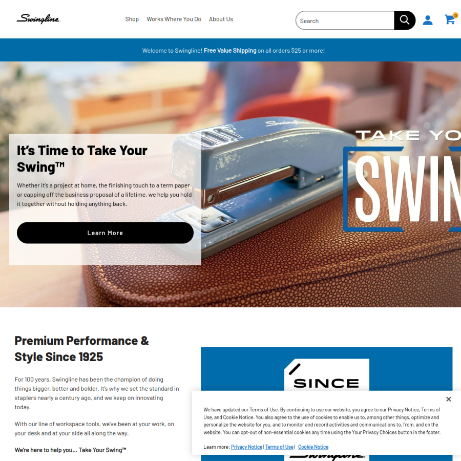 swingline.com homepage screenshot