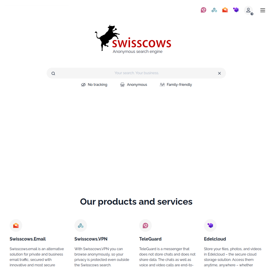 swisscows.com homepage screenshot