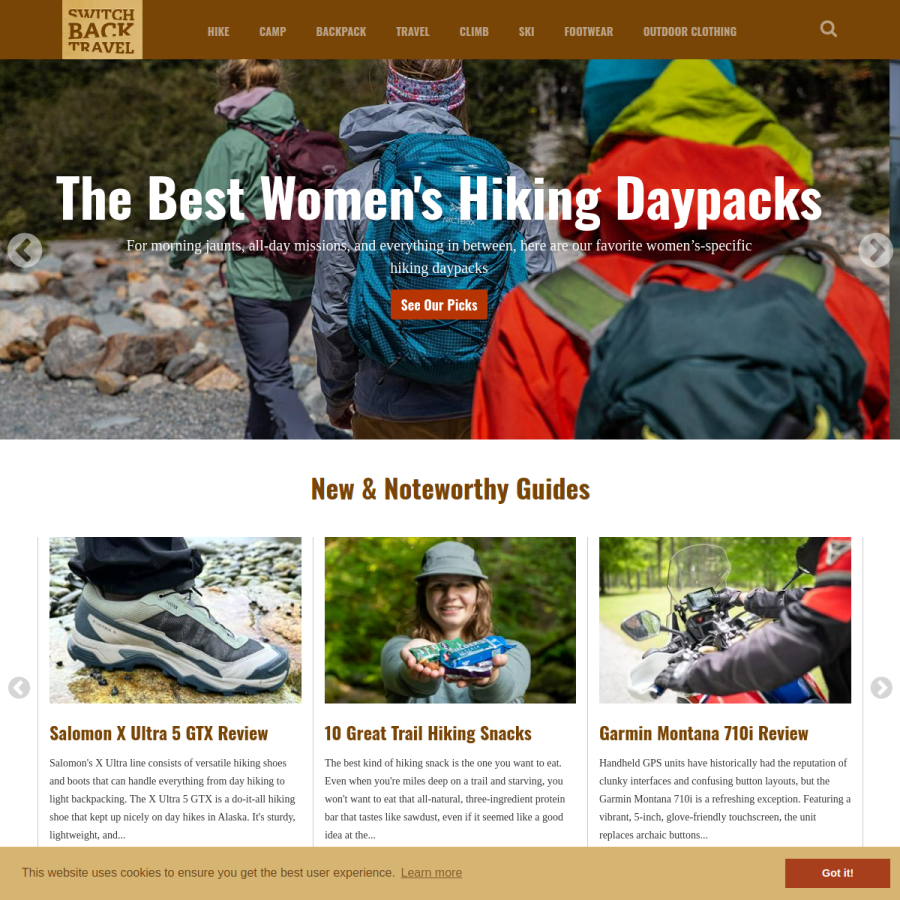 switchbacktravel.com homepage screenshot