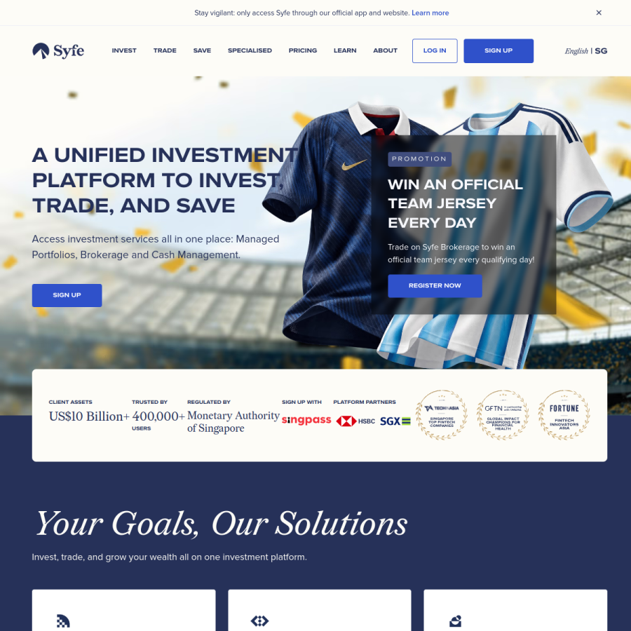 syfe.com homepage screenshot
