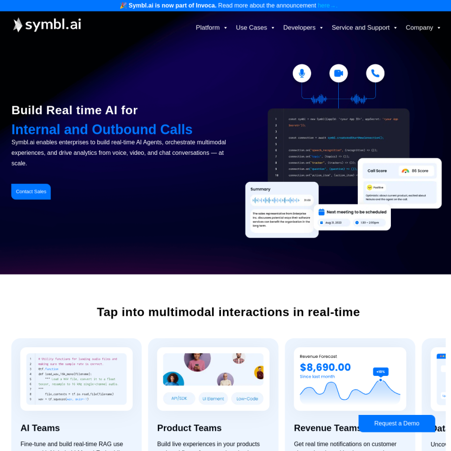 symbl.ai homepage screenshot
