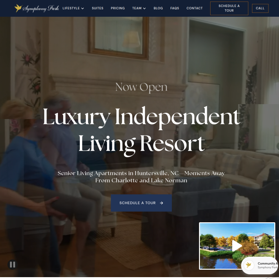 symphonyparkliving.com homepage screenshot