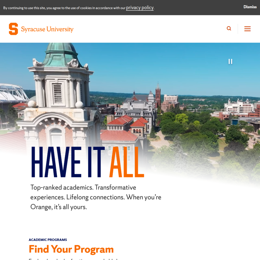 syr.edu homepage screenshot