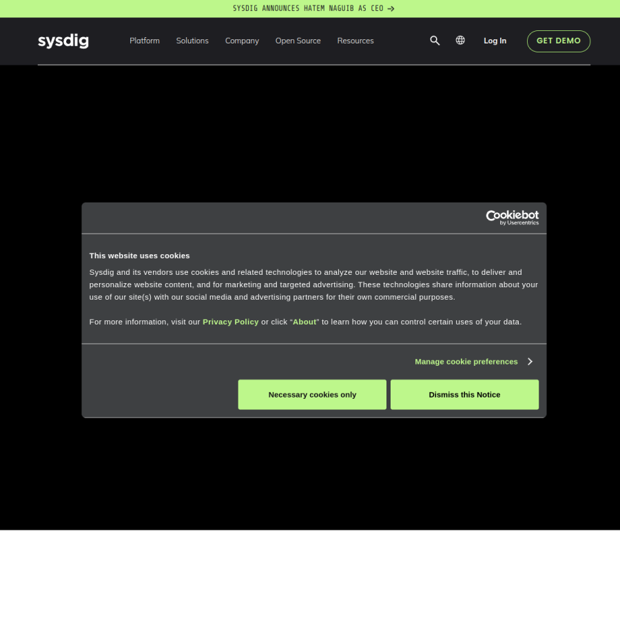 sysdig.com homepage screenshot
