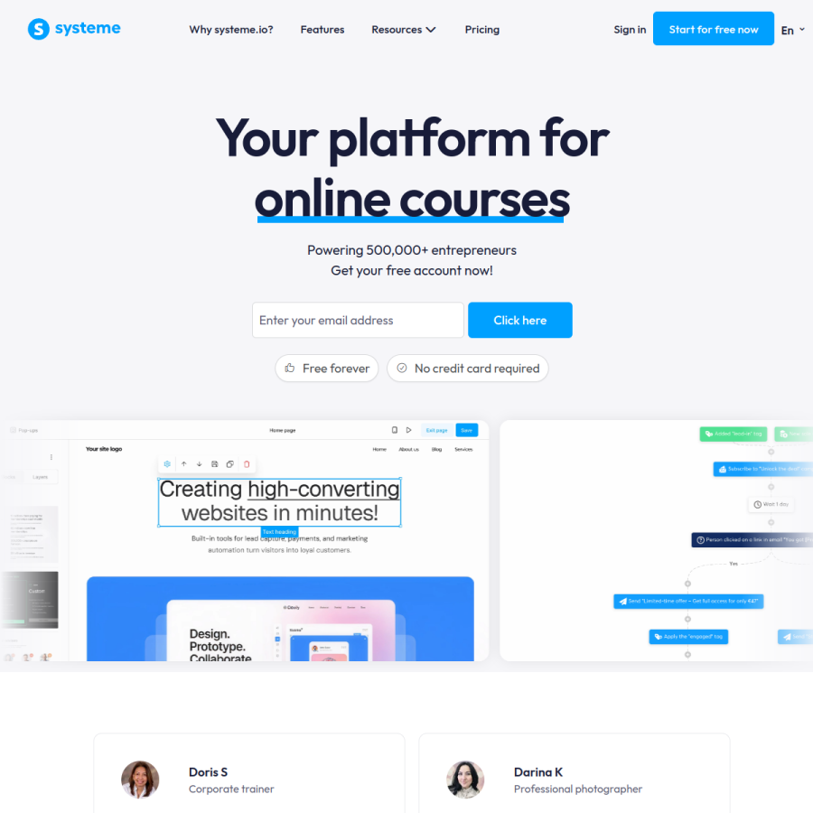systeme.io homepage screenshot