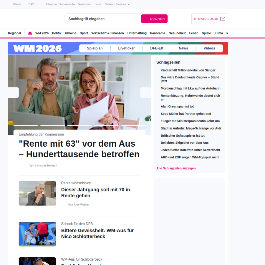 t-online.de homepage screenshot