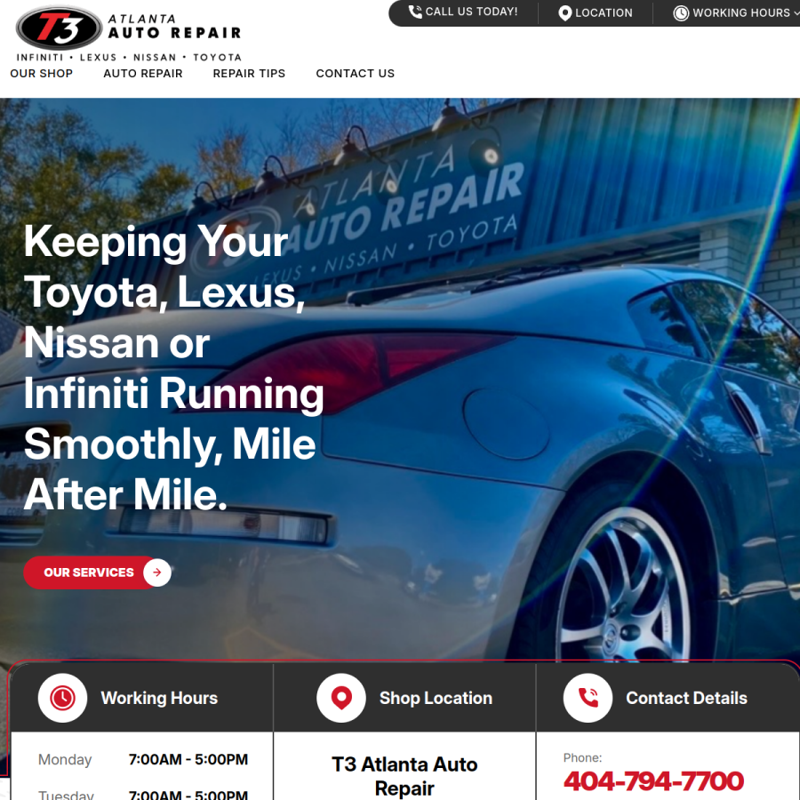 t3atlanta.com homepage screenshot