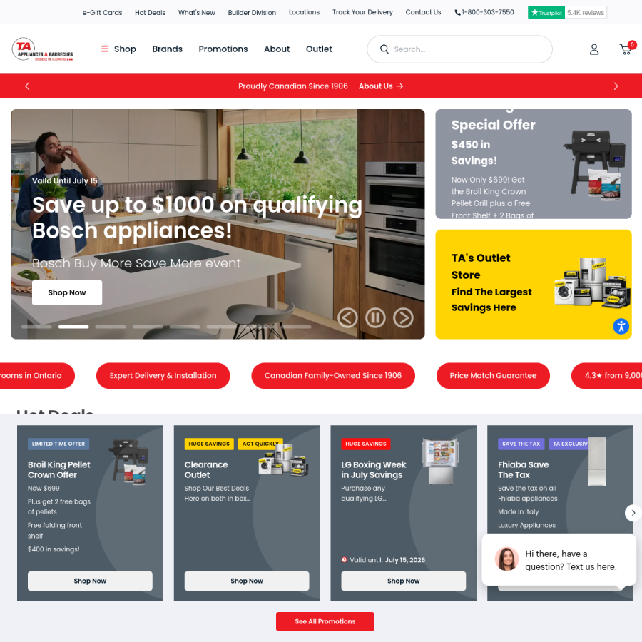 taappliance.com homepage screenshot