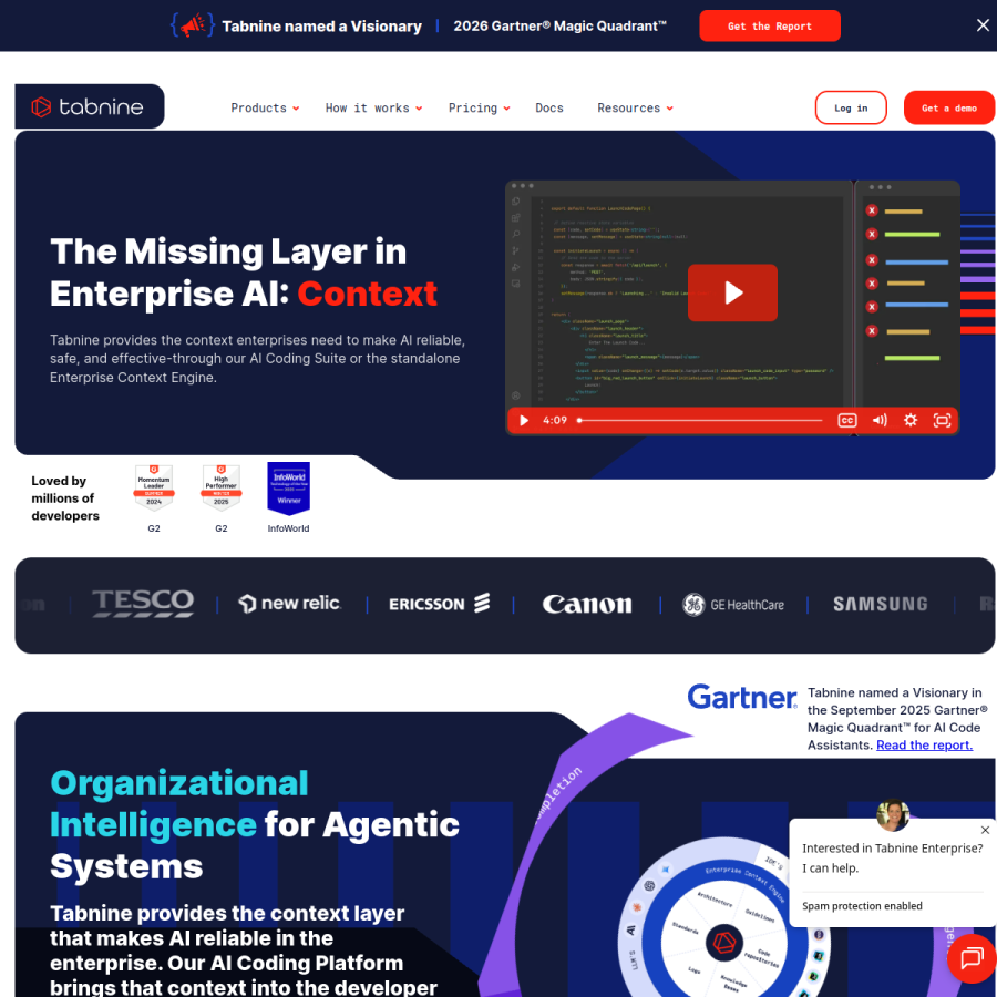 tabnine.com homepage screenshot