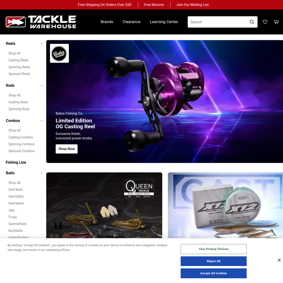 tacklewarehouse.com homepage screenshot