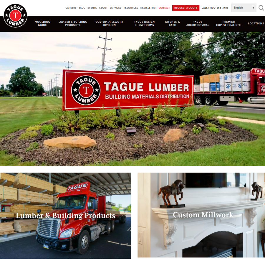 taguelumber.com homepage screenshot