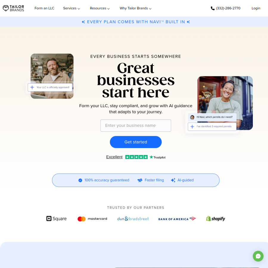 tailorbrands.com homepage screenshot