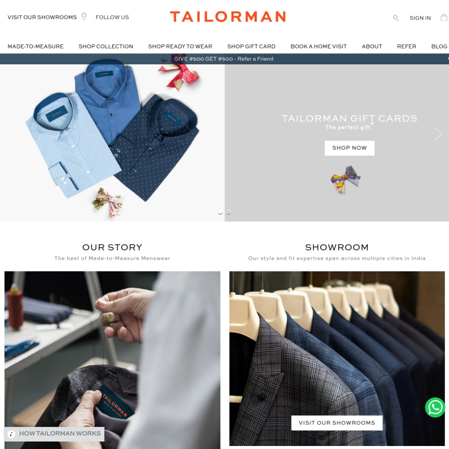tailorman.com homepage screenshot