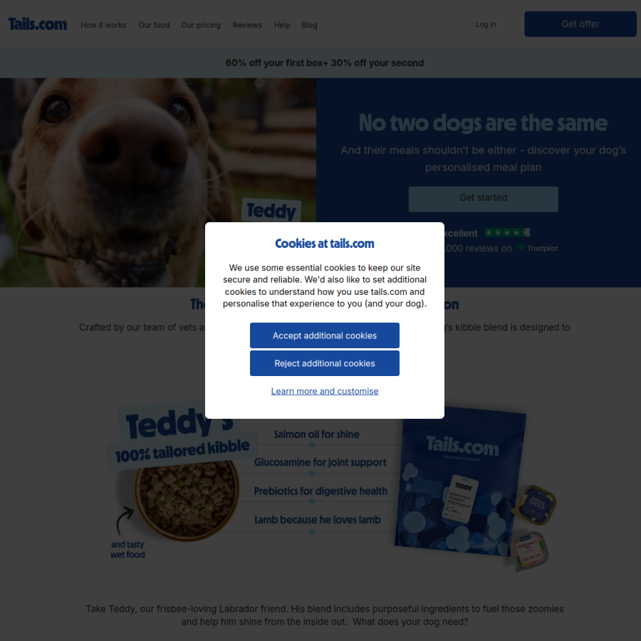 tails.com homepage screenshot