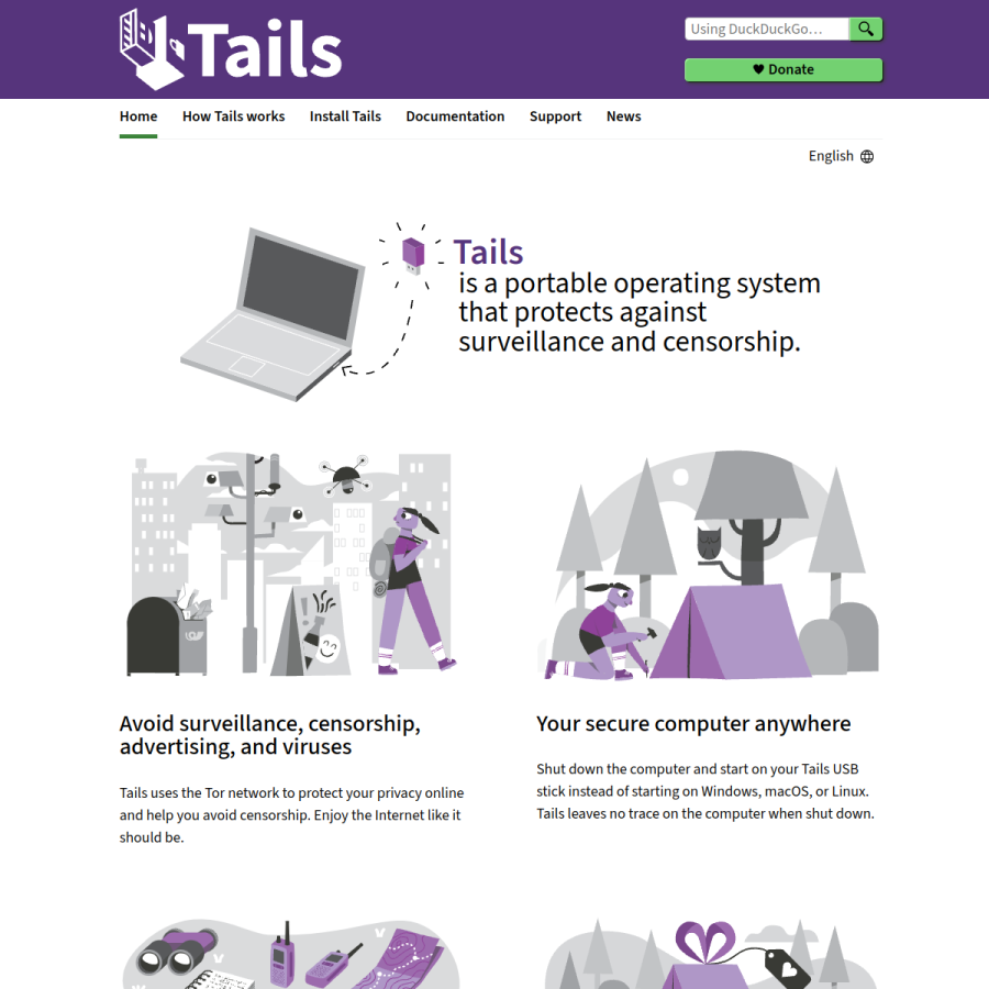 tails.net homepage screenshot