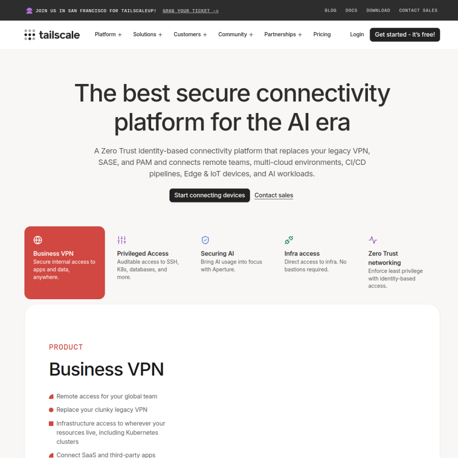 tailscale.com homepage screenshot