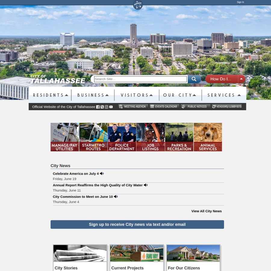 talgov.com homepage screenshot