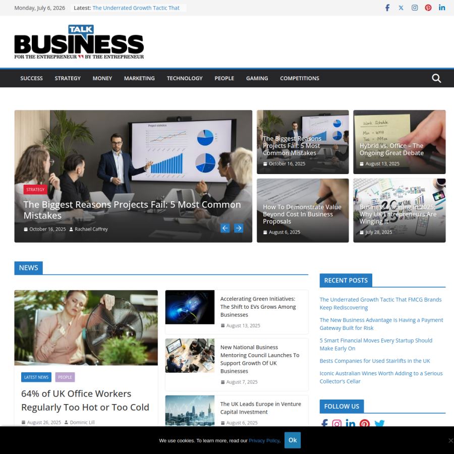 talk-business.co.uk homepage screenshot