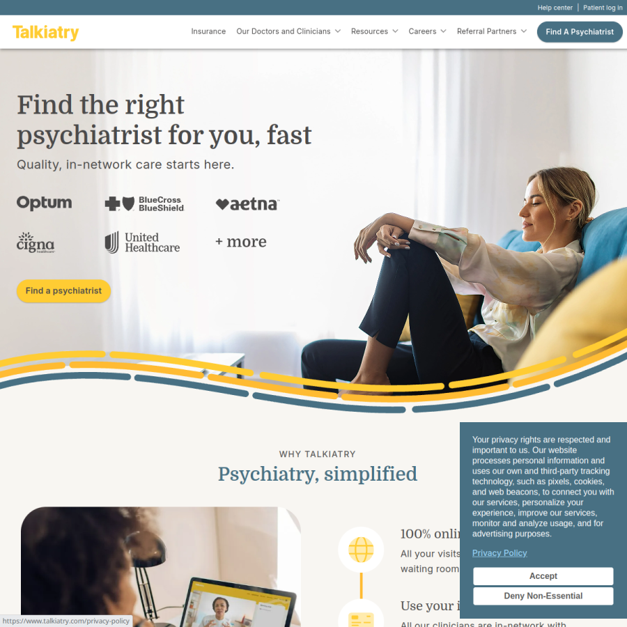 talkiatry.com homepage screenshot