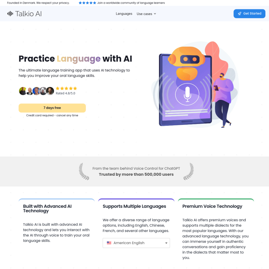 talkio.ai homepage screenshot