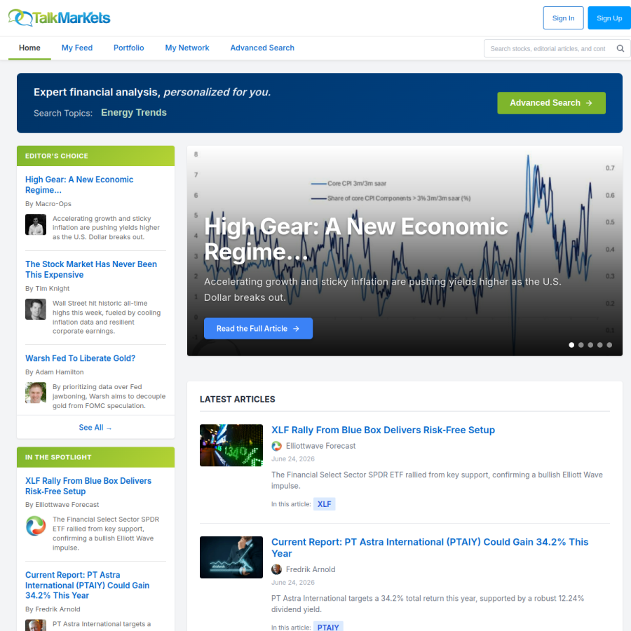 talkmarkets.com homepage screenshot