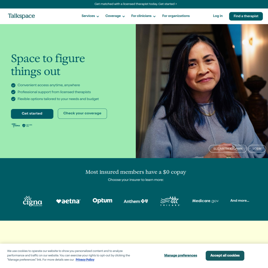 talkspace.com homepage screenshot