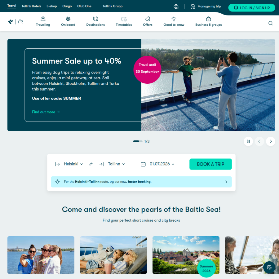 tallink.com homepage screenshot