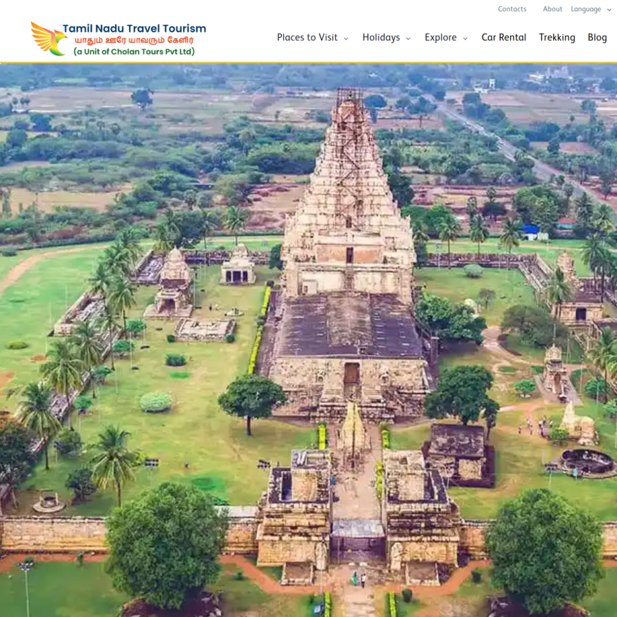 tamilnadutourism.com homepage screenshot