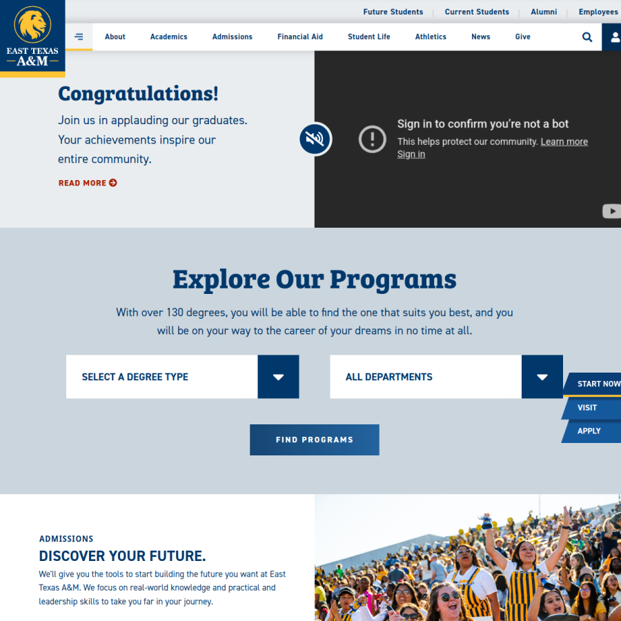 tamuc.edu homepage screenshot