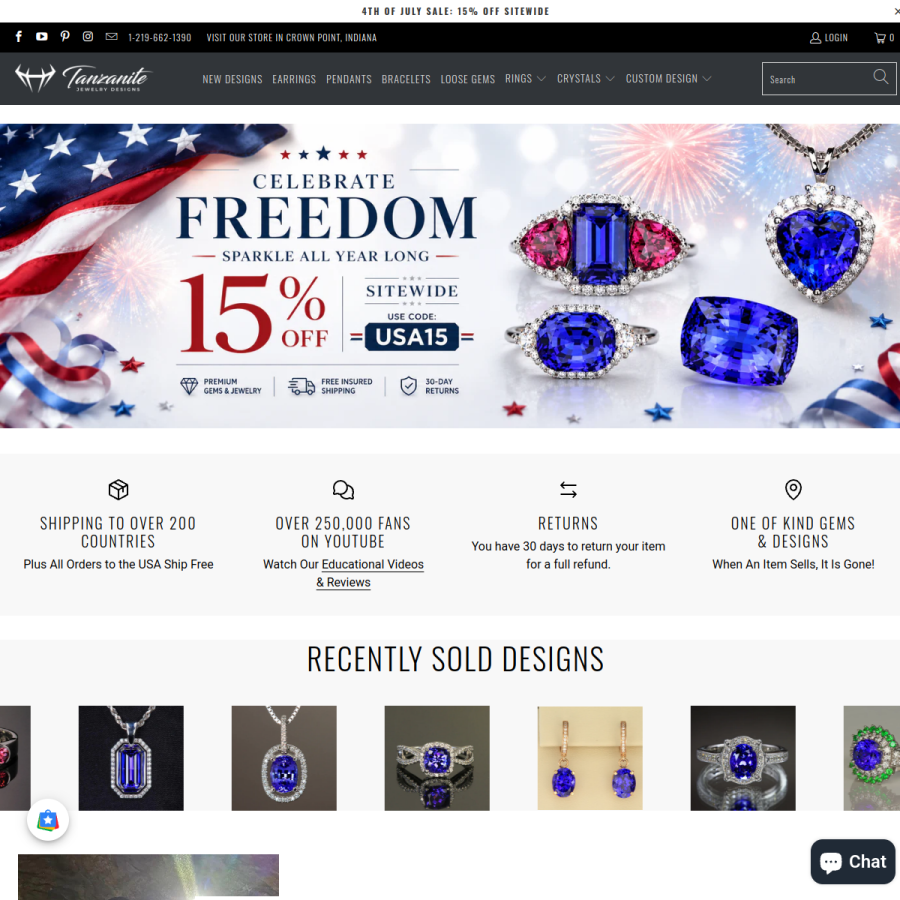 tanzanitejewelrydesigns.com homepage screenshot