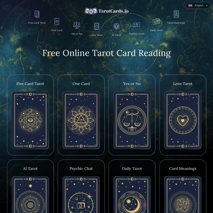 tarotcards.io homepage screenshot