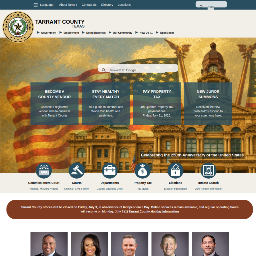 tarrantcounty.com homepage screenshot