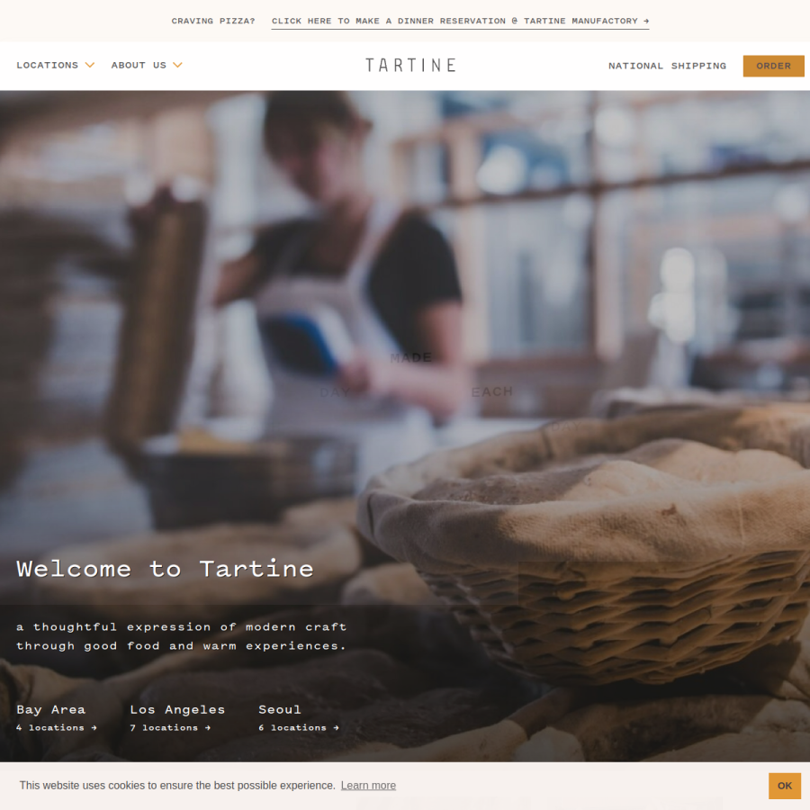 tartinebakery.com homepage screenshot