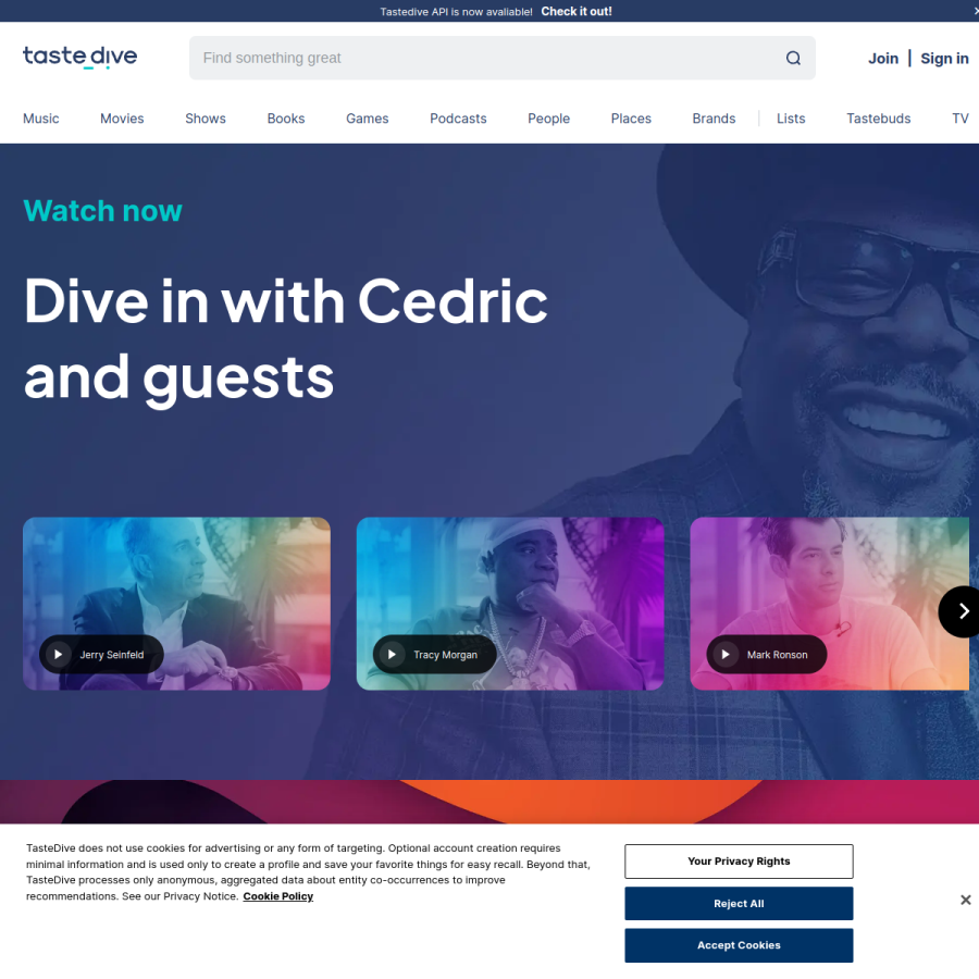 tastedive.com homepage screenshot