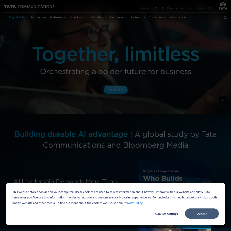 tatacommunications.com homepage screenshot