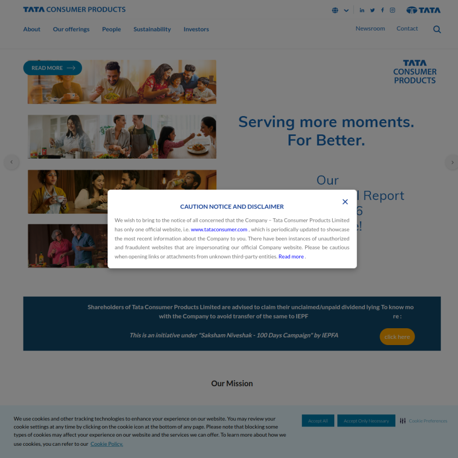 tataconsumer.com homepage screenshot