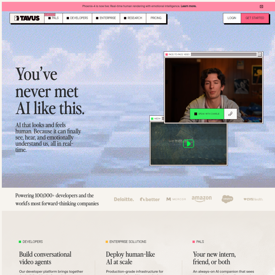 tavus.io homepage screenshot