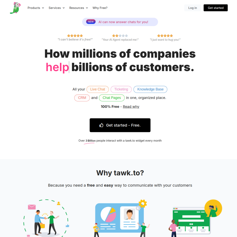 tawk.to homepage screenshot
